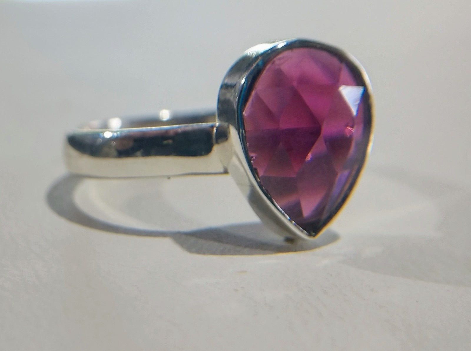 Faceted Pink Garnet Ring