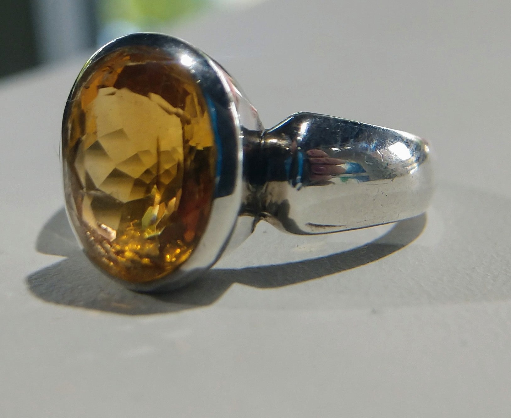 Faceted Natural Citrine Ring