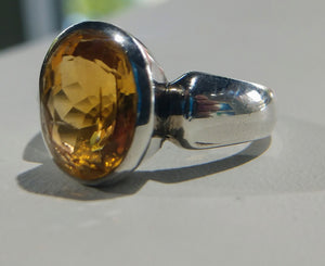 Faceted Natural Citrine Ring