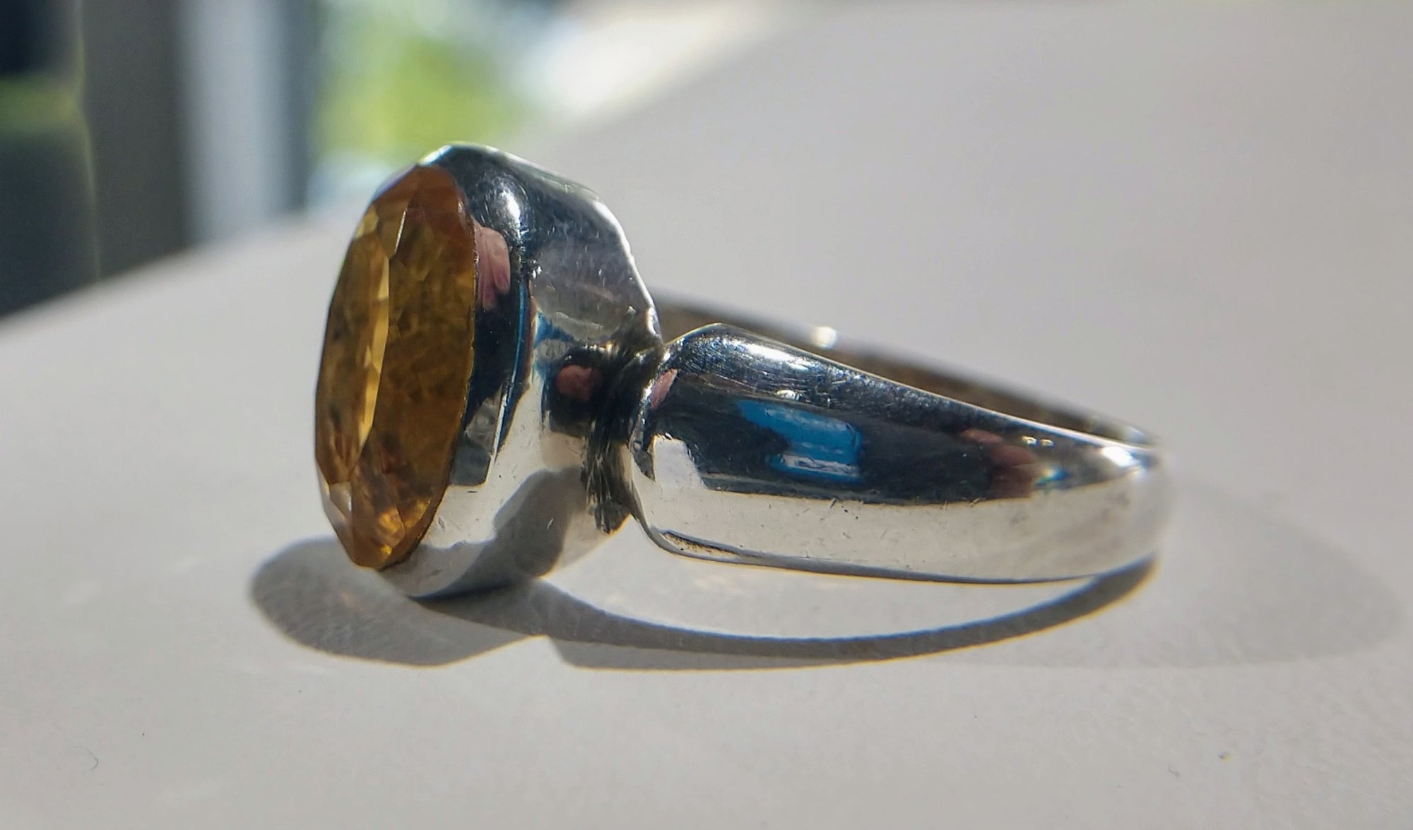 Faceted Natural Citrine Ring