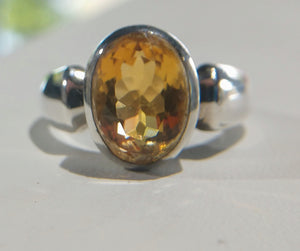 Faceted Natural Citrine Ring