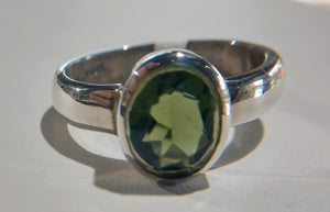 Faceted Moldavite Ring