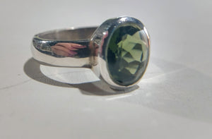 Faceted Moldavite Ring