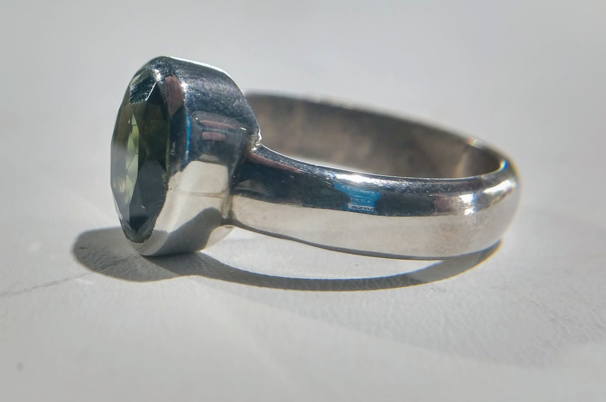 Faceted Moldavite Ring