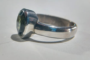 Faceted Moldavite Ring