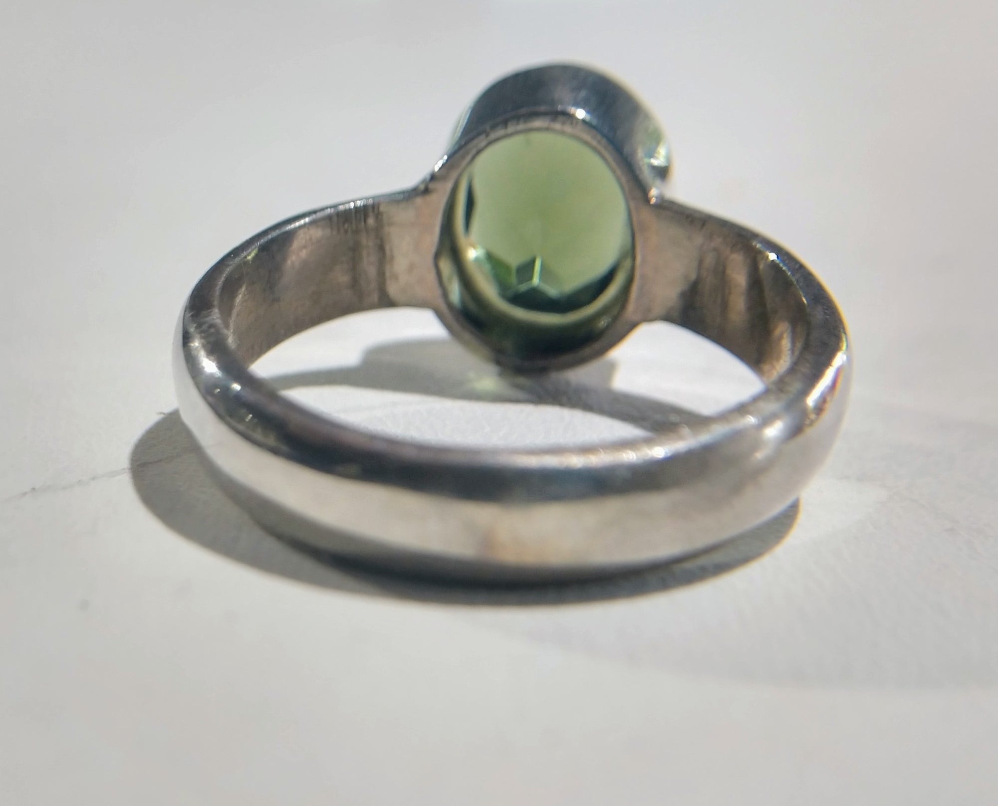 Faceted Moldavite Ring