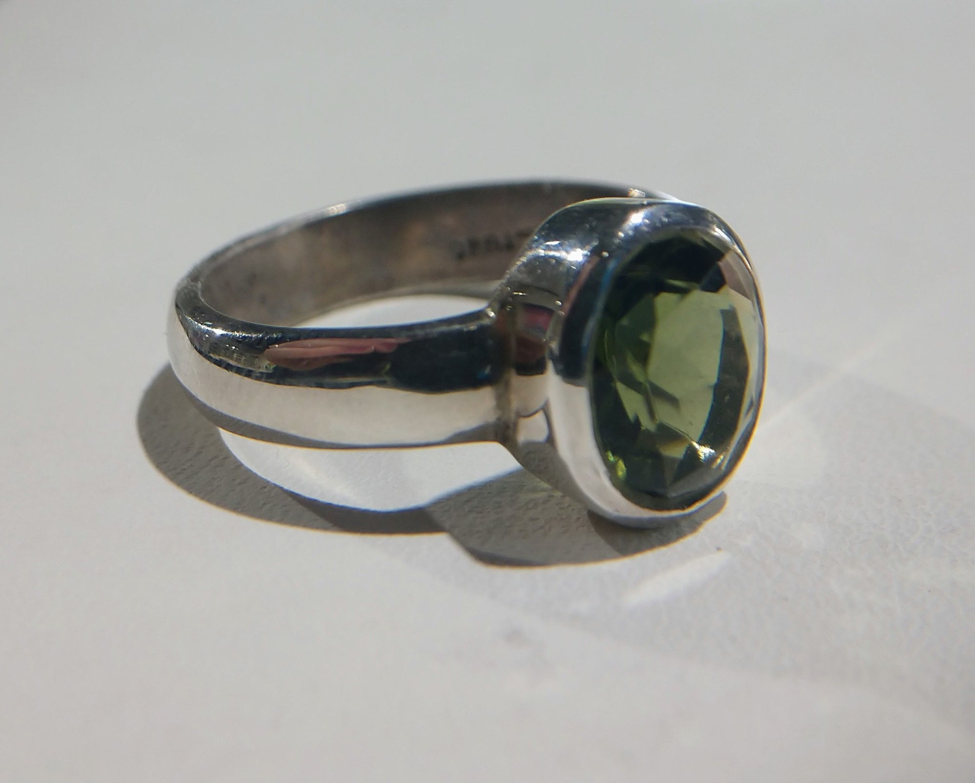 Faceted Moldavite Ring