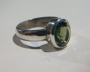 Faceted Moldavite Ring