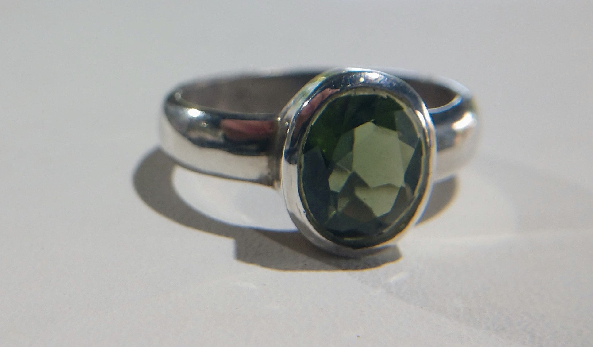Faceted Moldavite Ring
