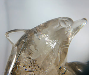 Tourmalinated Smoky Quartz Dolphin Carving