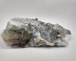Quartz w/ Pyrite, Chalcopyrite on Fluorite (China)