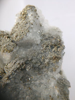 Quartz w/ Pyrite, Chalcopyrite on Fluorite (China)