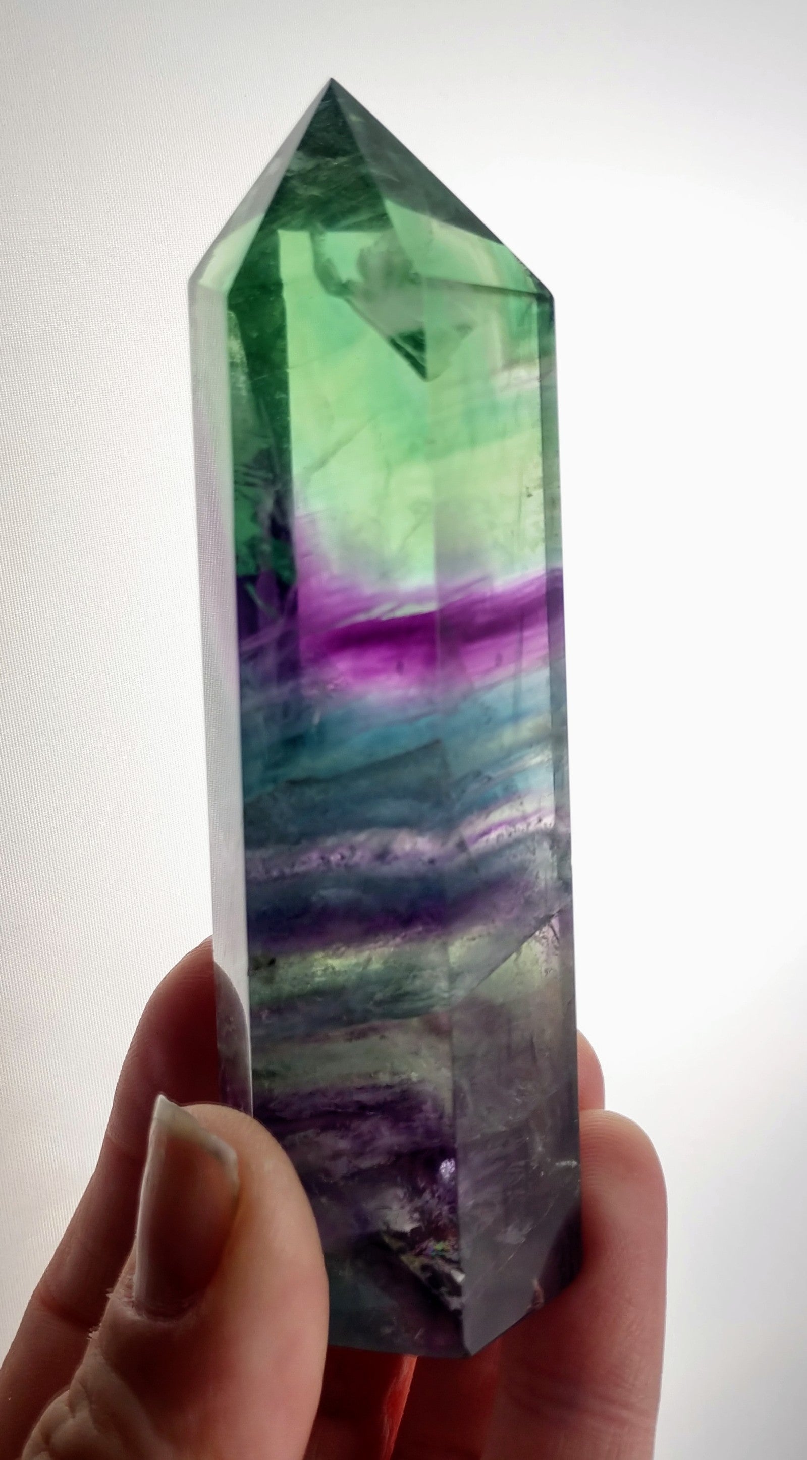 Rainbow Fluorite Point, China