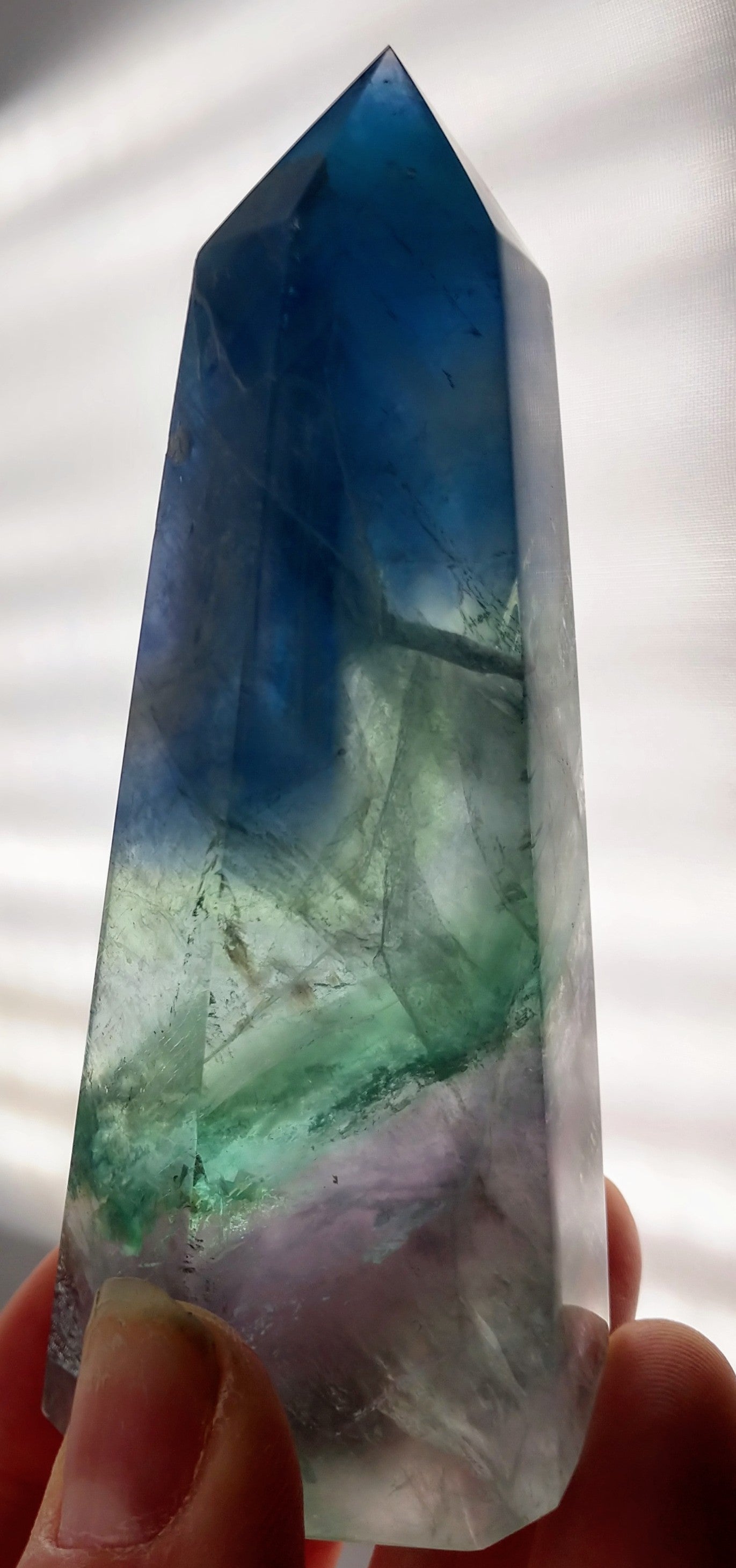 Rainbow Fluorite Point, China