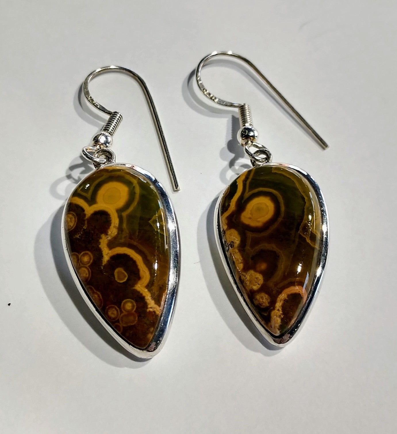 Ocean Jasper Earrings, Sterling Silver