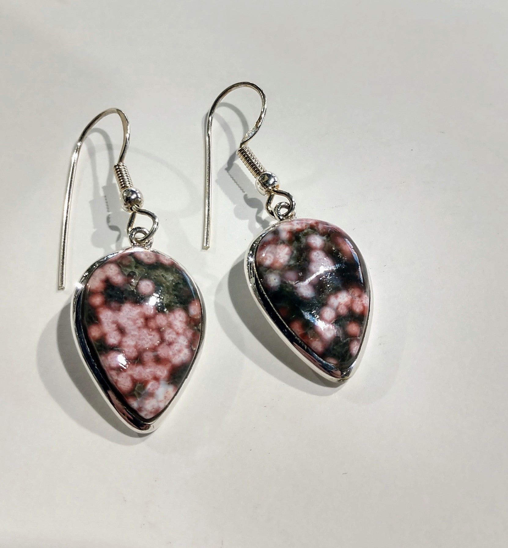 Ocean Jasper Earrings, Sterling Silver