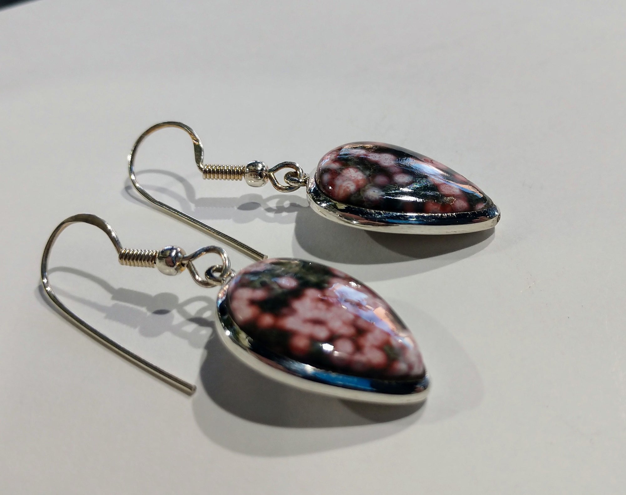 Ocean Jasper Earrings, Sterling Silver