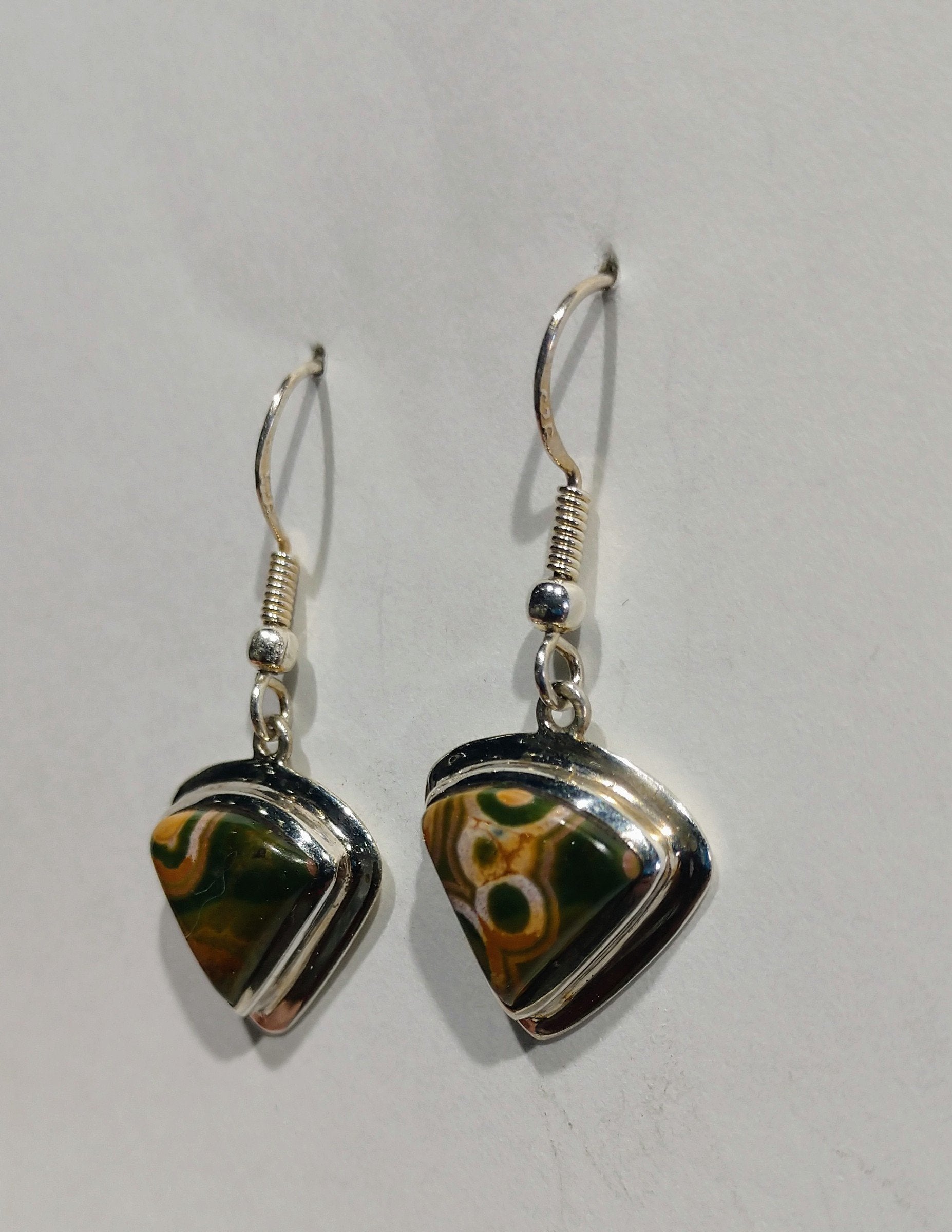 Ocean Jasper Earrings, Sterling Silver