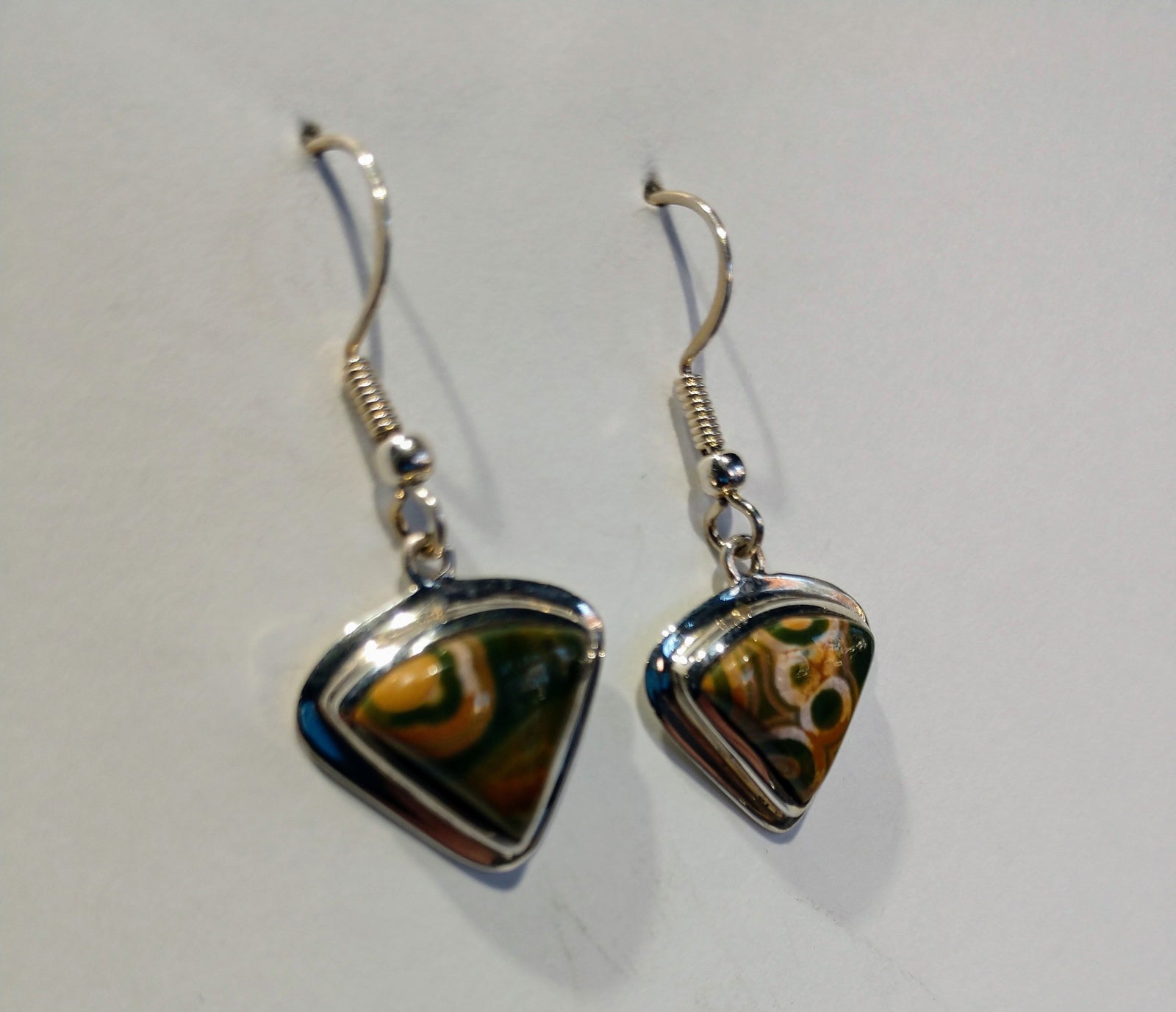 Ocean Jasper Earrings, Sterling Silver