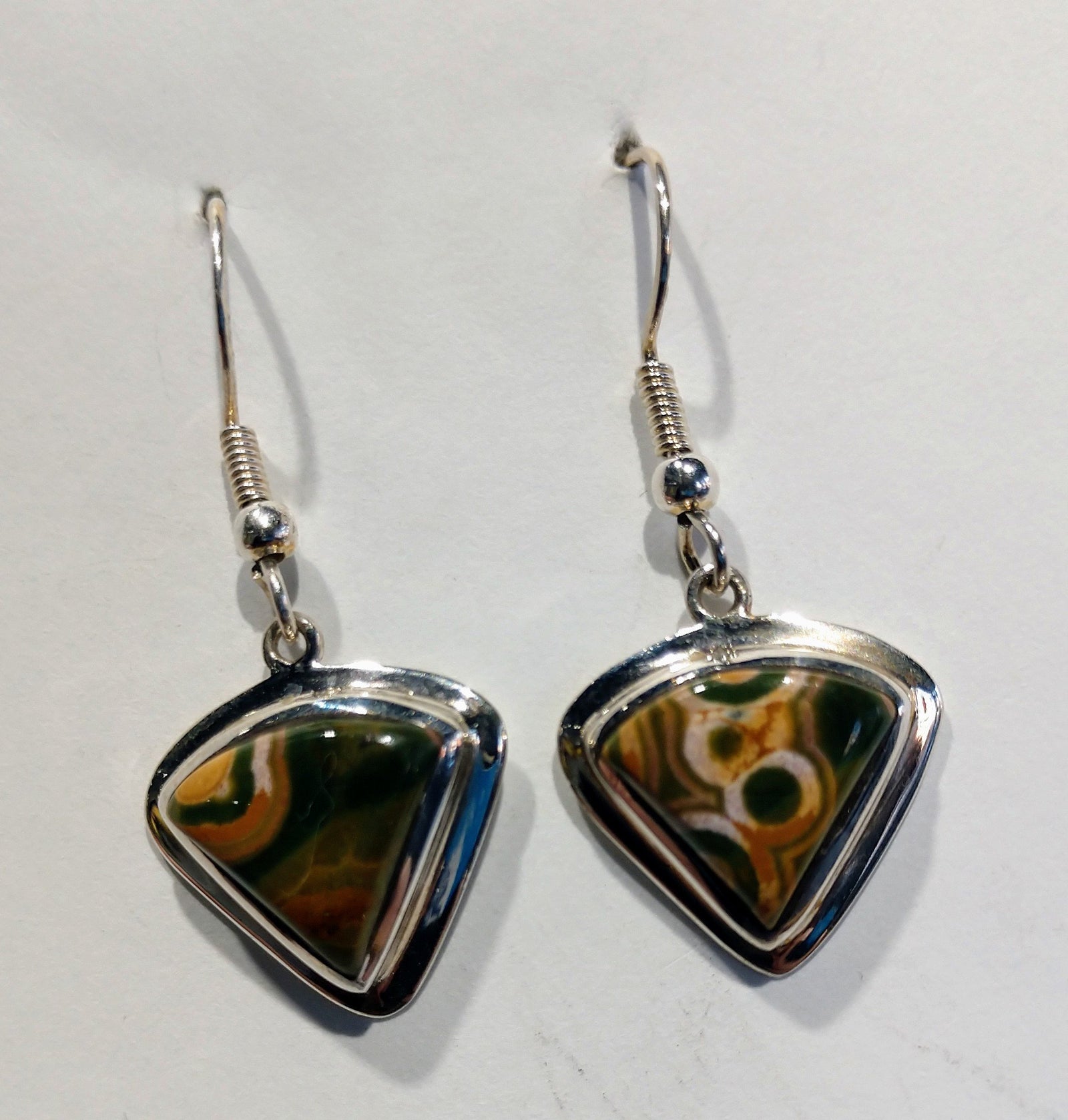 Ocean Jasper Earrings, Sterling Silver