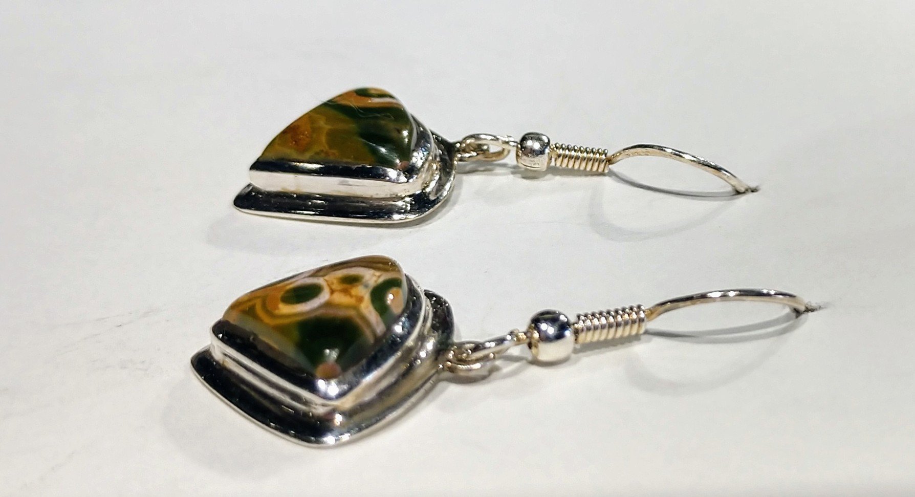 Ocean Jasper Earrings, Sterling Silver