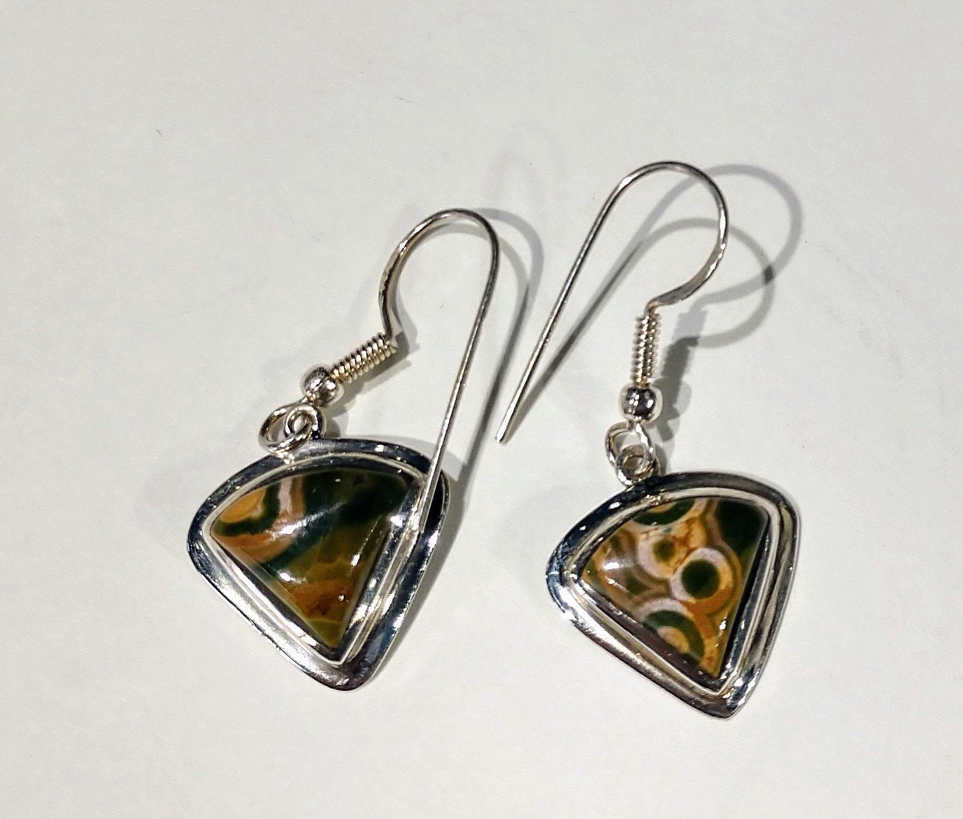 Ocean Jasper Earrings, Sterling Silver
