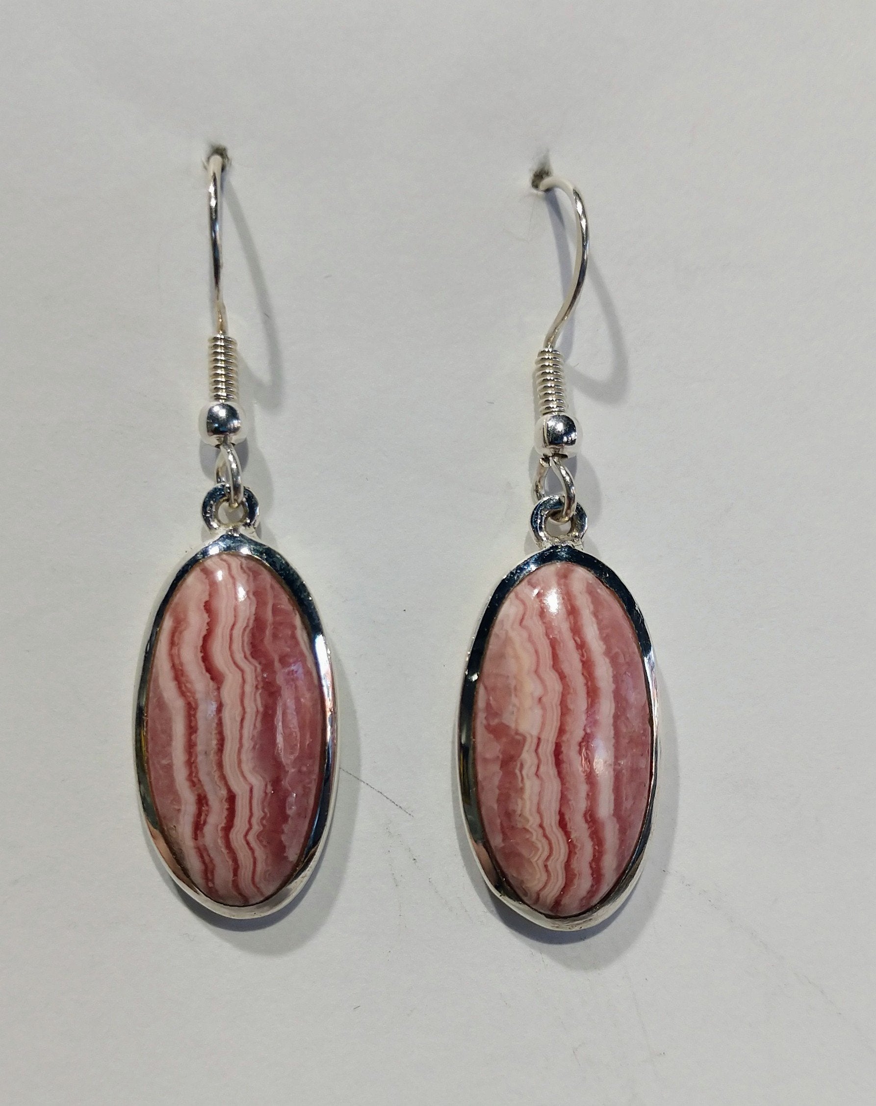 Rhodochrosite Earrings, Sterling Silver