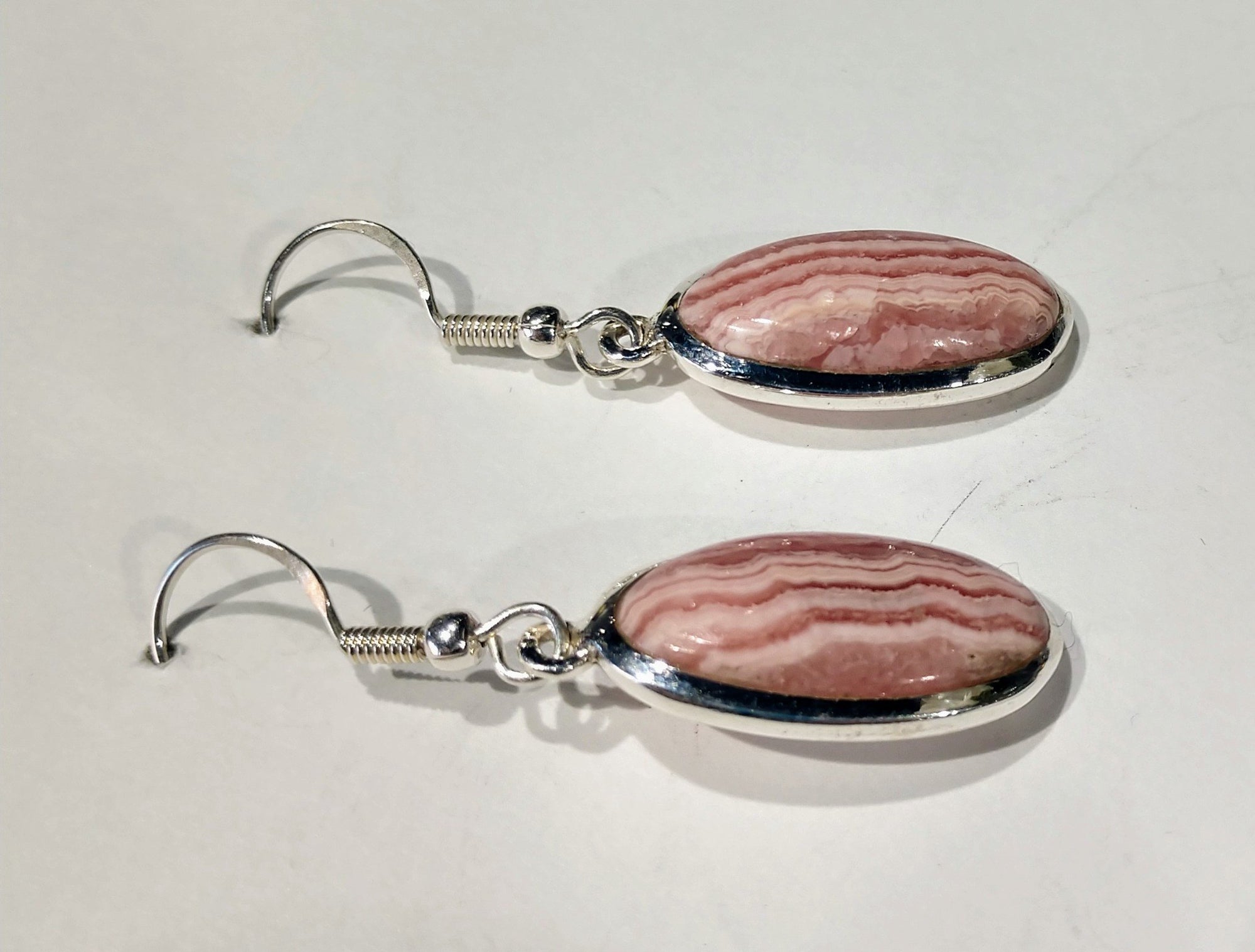 Rhodochrosite Earrings, Sterling Silver
