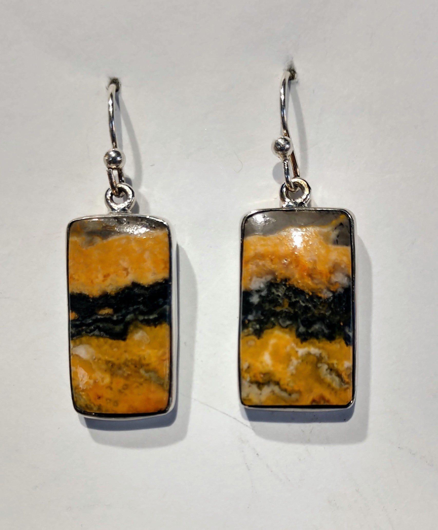 Bumblebee Jasper Earrings, Sterling Silver