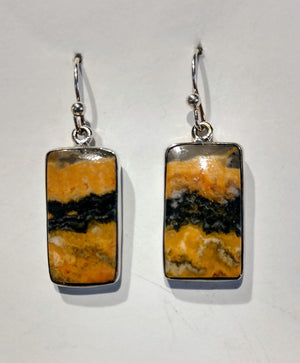 Bumblebee Jasper Earrings, Sterling Silver