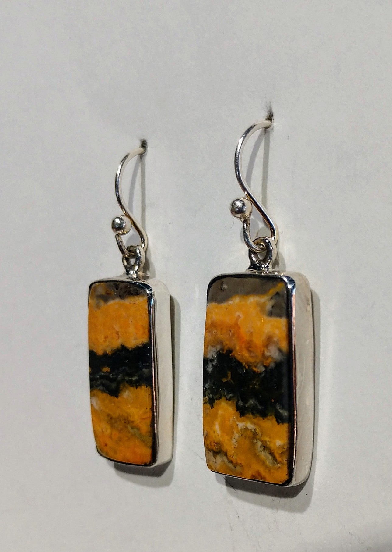 Bumblebee Jasper Earrings, Sterling Silver
