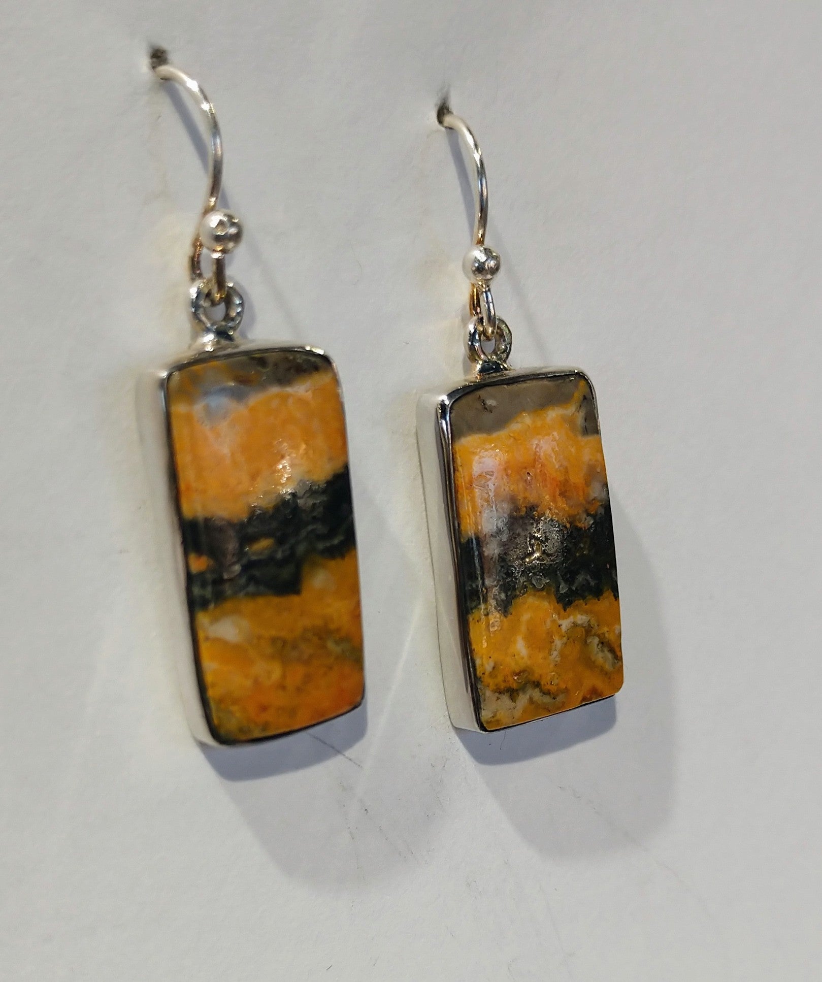 Bumblebee Jasper Earrings, Sterling Silver