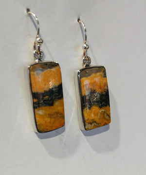 Bumblebee Jasper Earrings, Sterling Silver