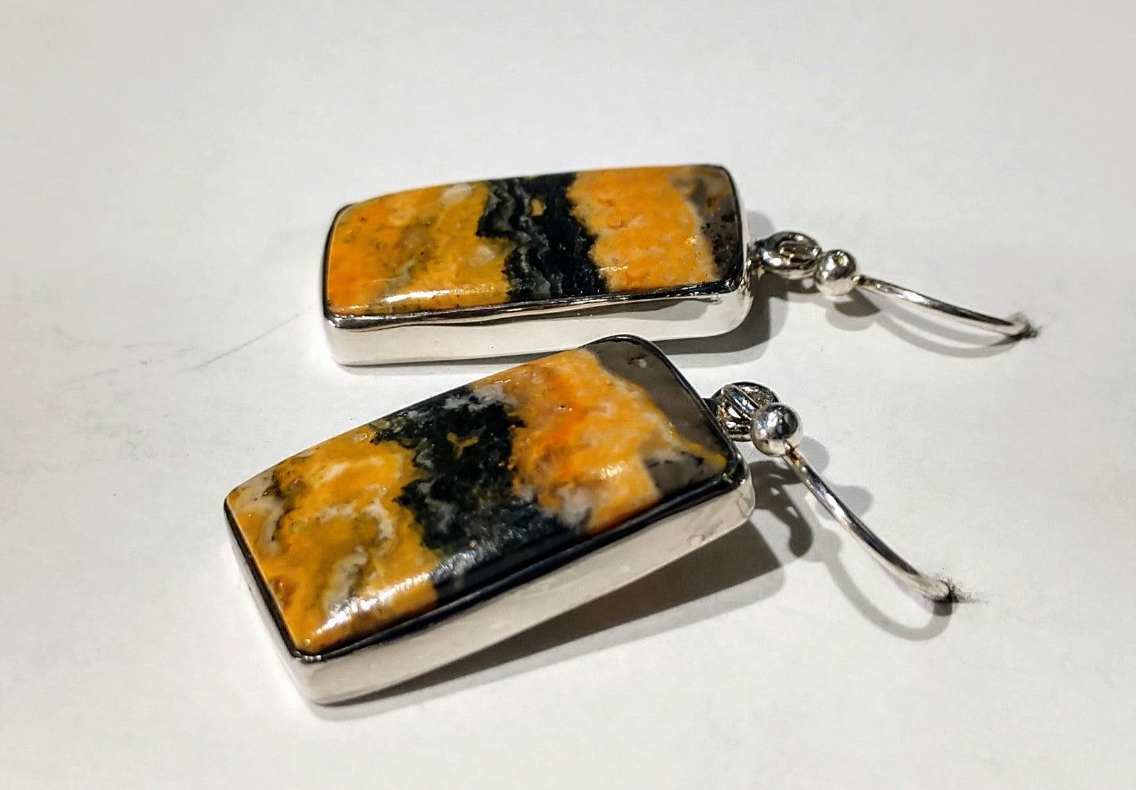 Bumblebee Jasper Earrings, Sterling Silver