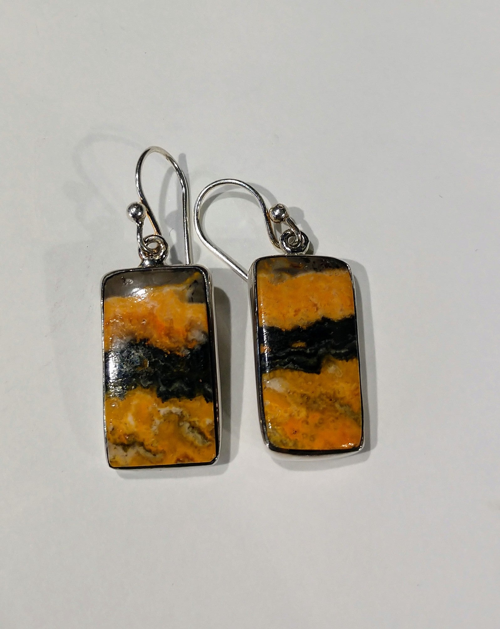 Bumblebee Jasper Earrings, Sterling Silver