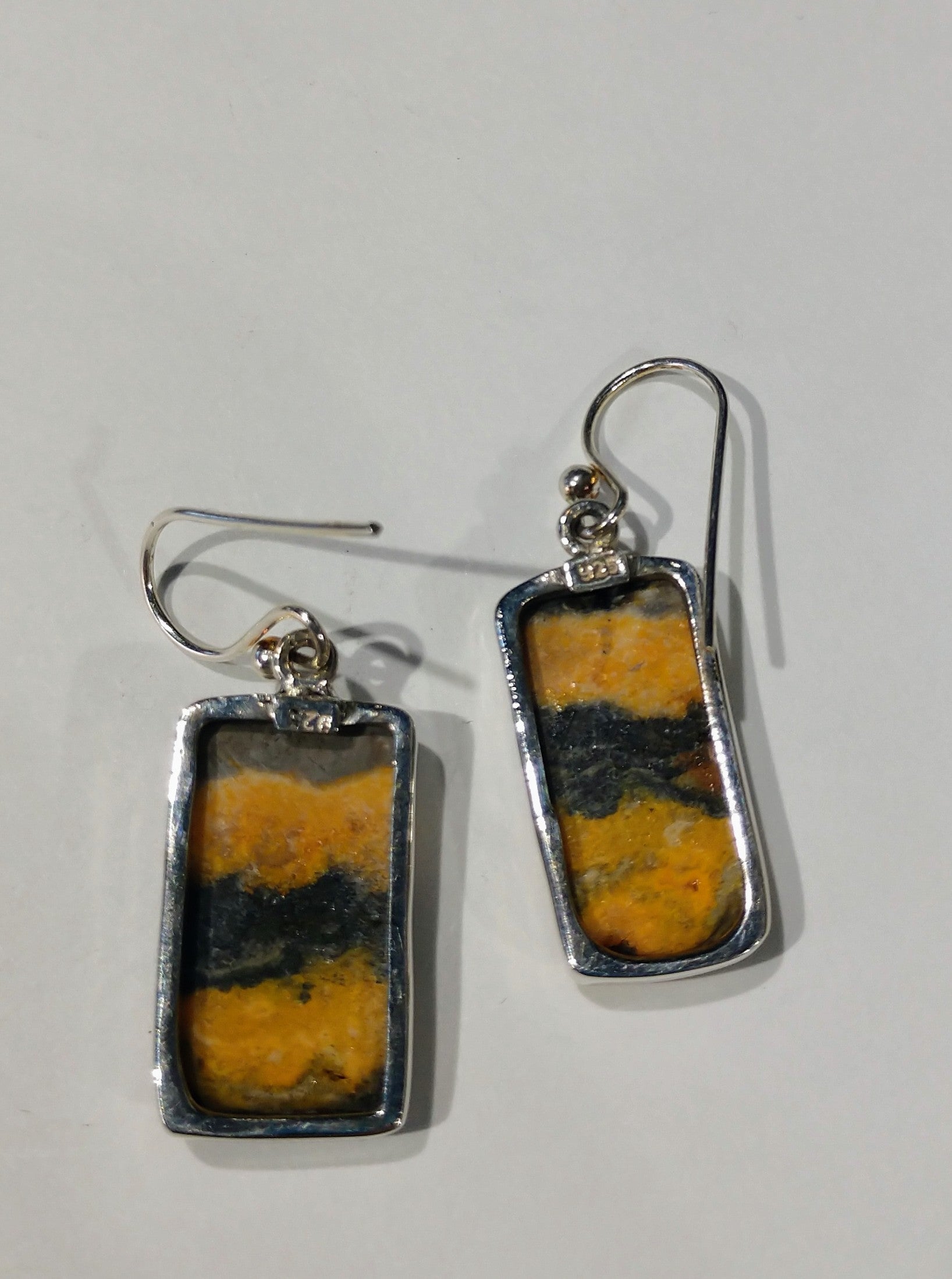 Bumblebee Jasper Earrings, Sterling Silver