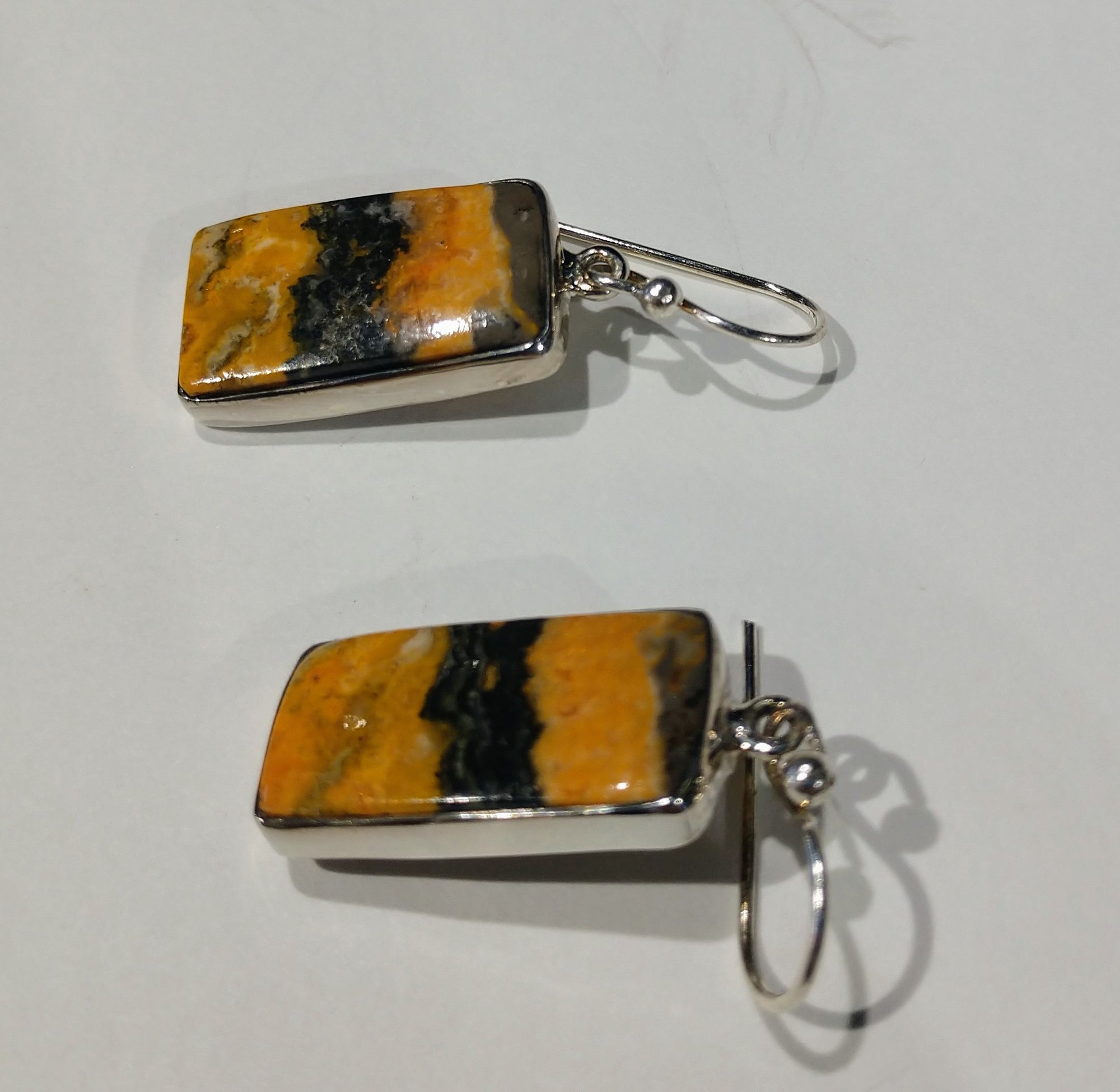 Bumblebee Jasper Earrings, Sterling Silver