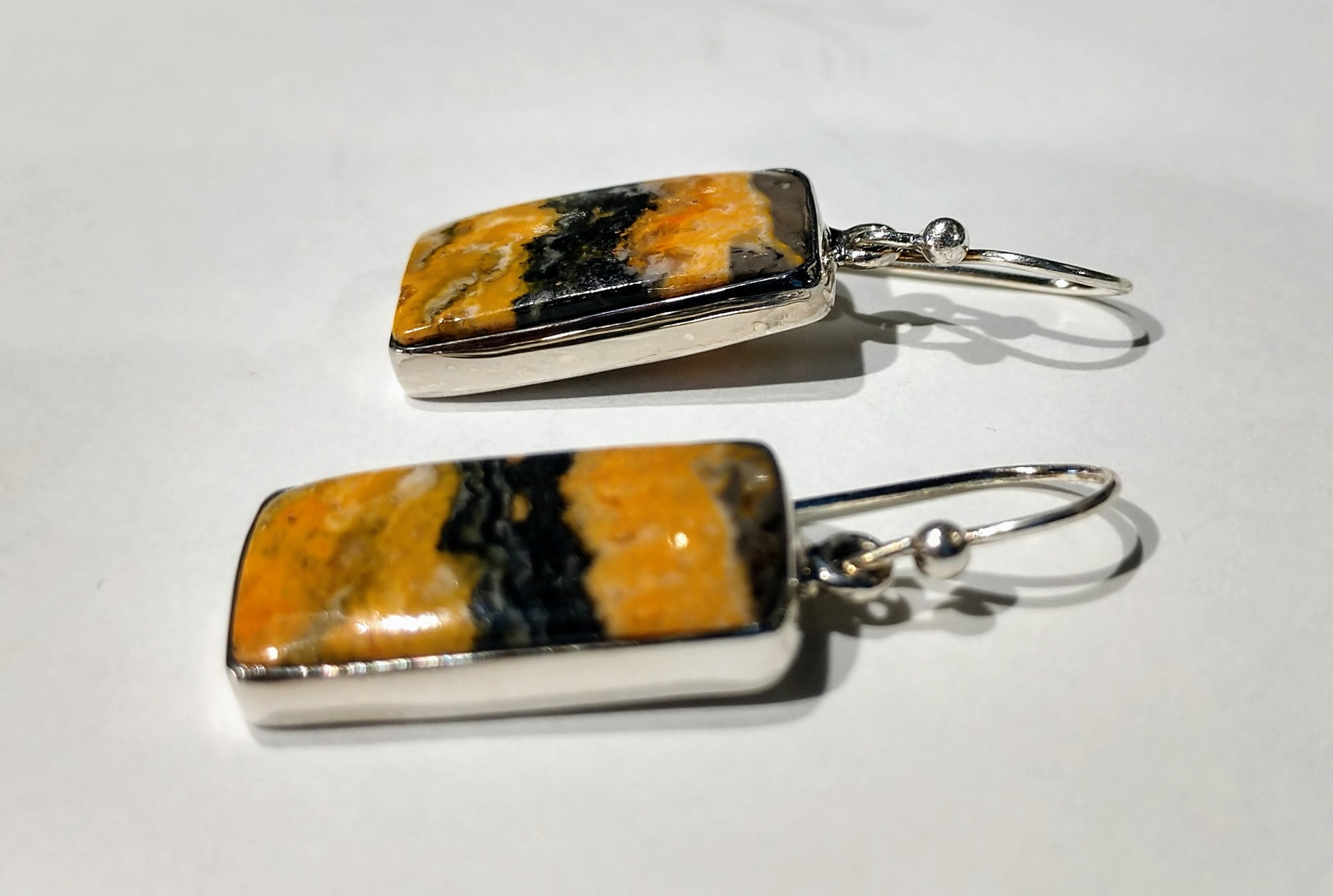 Bumblebee Jasper Earrings, Sterling Silver