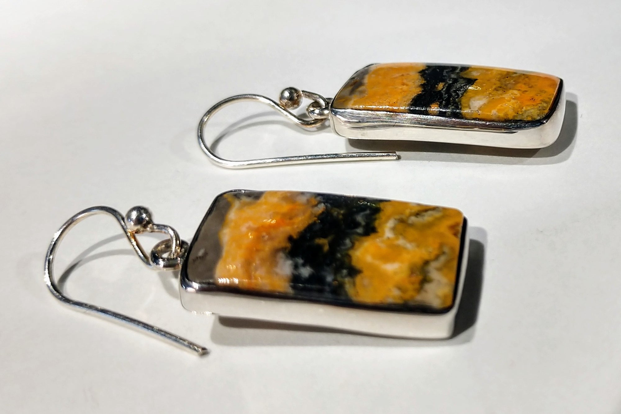Bumblebee Jasper Earrings, Sterling Silver