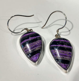 Sugilite Earrings, Sterling Silver