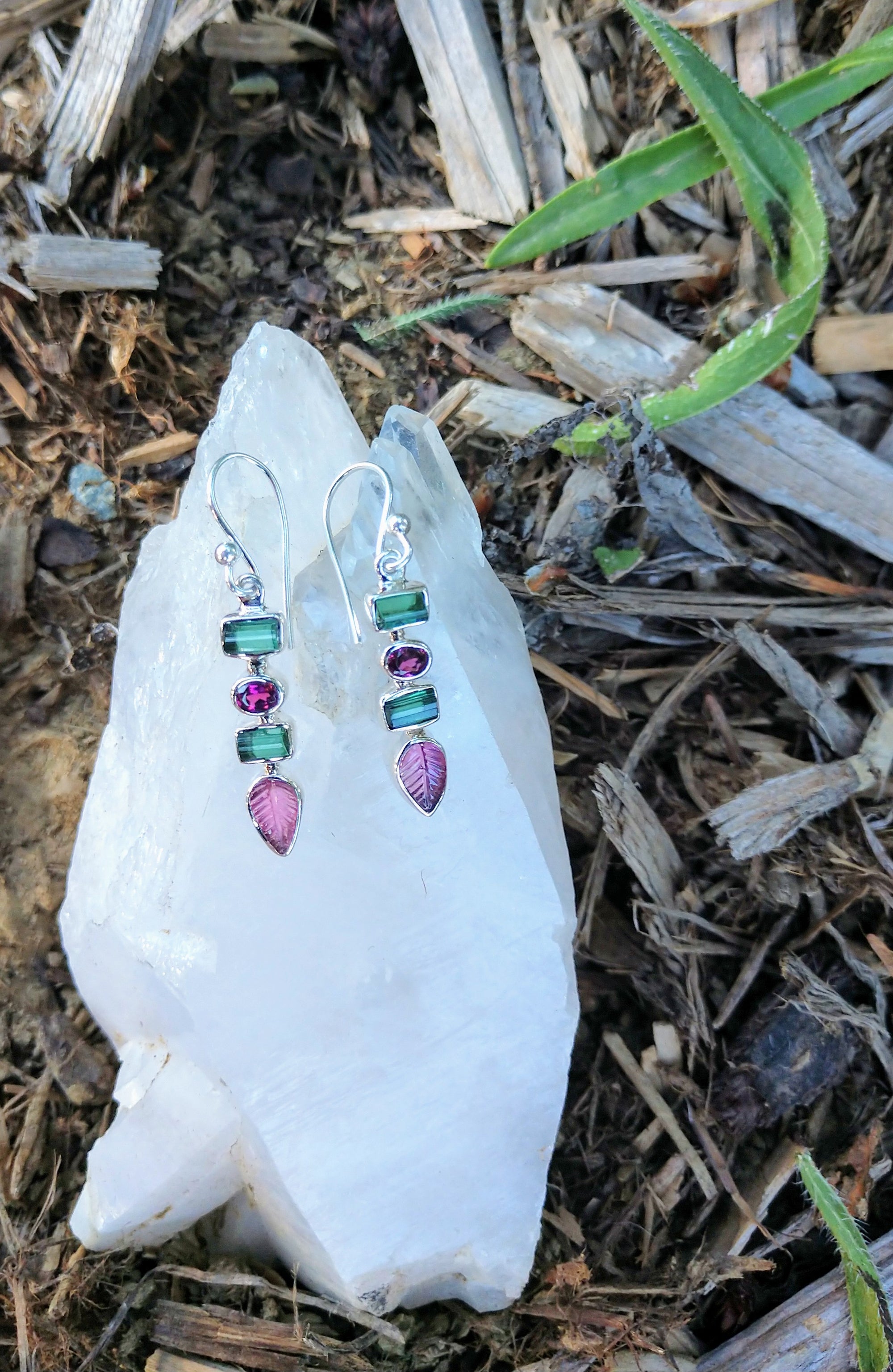 Bi-color tourmaline earrings