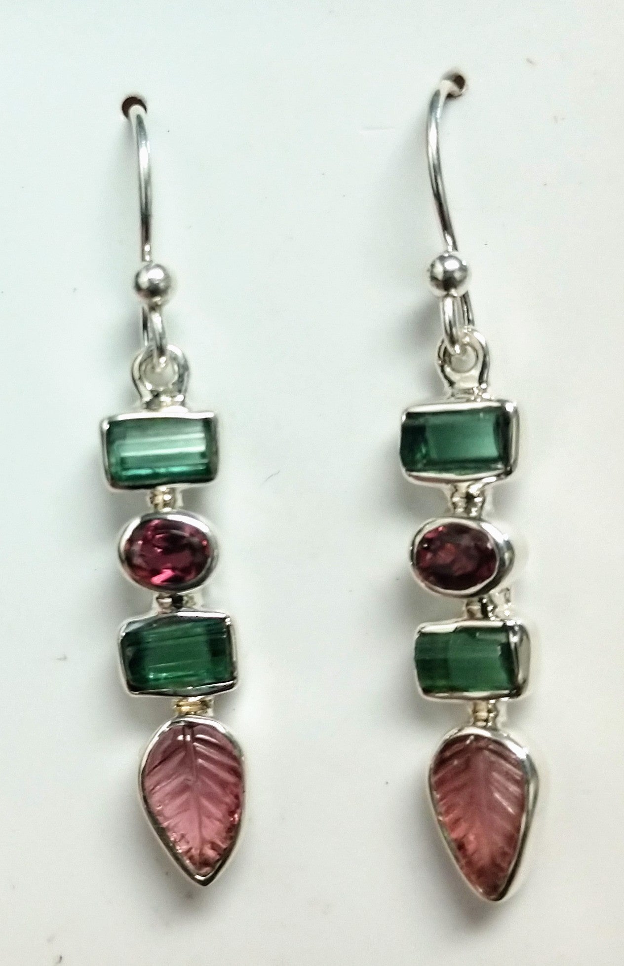 Bi-color tourmaline earrings