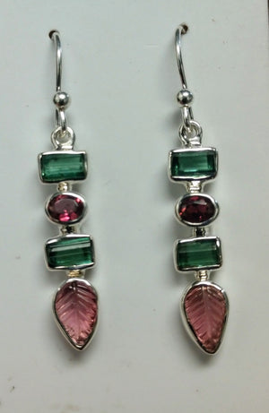 Bi-color tourmaline earrings