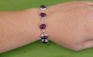 Amethyst bracelet in sterling silver setting.