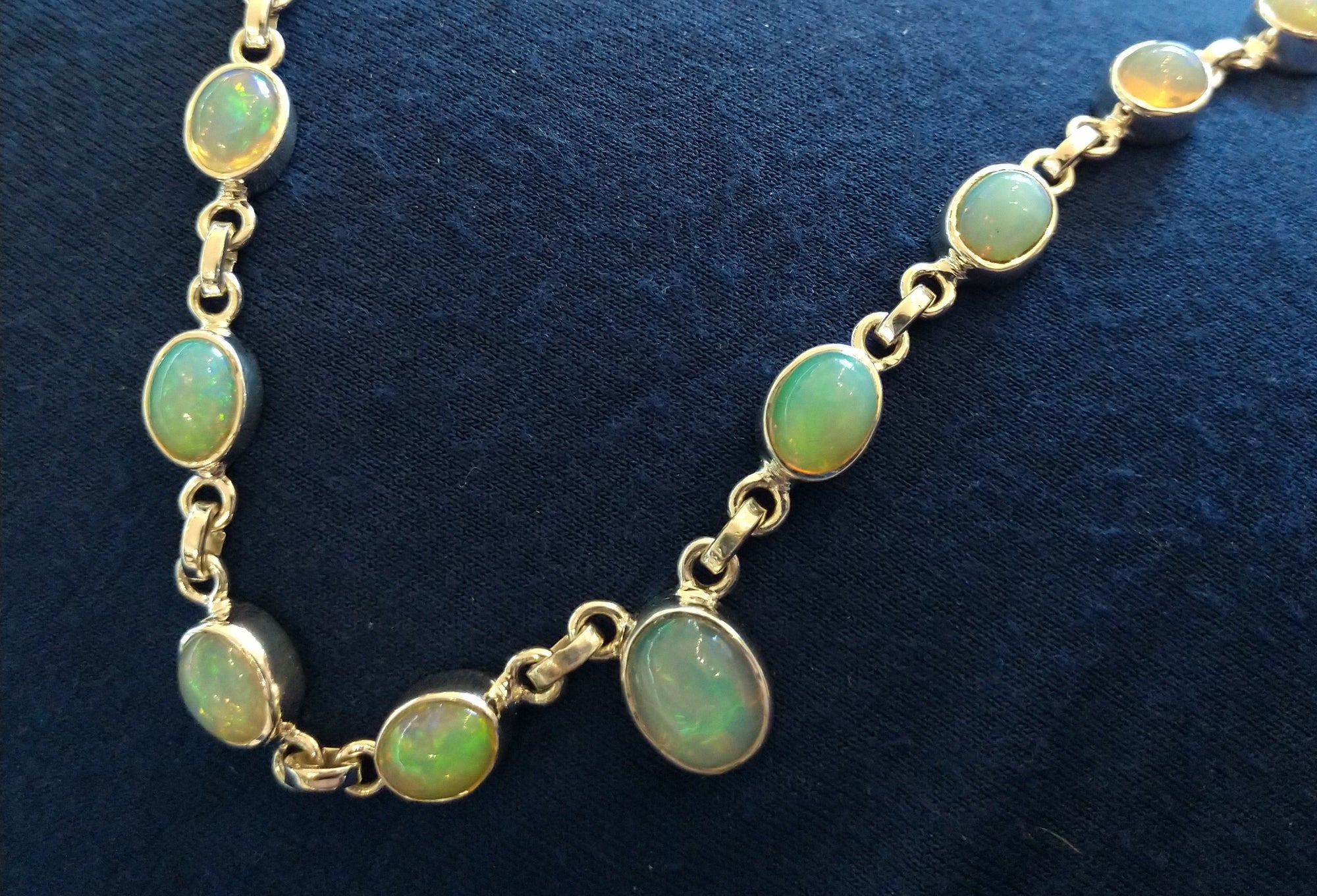Opal necklace in sterling silver setting