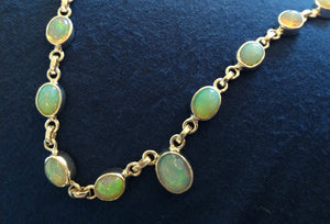 Opal necklace in sterling silver setting