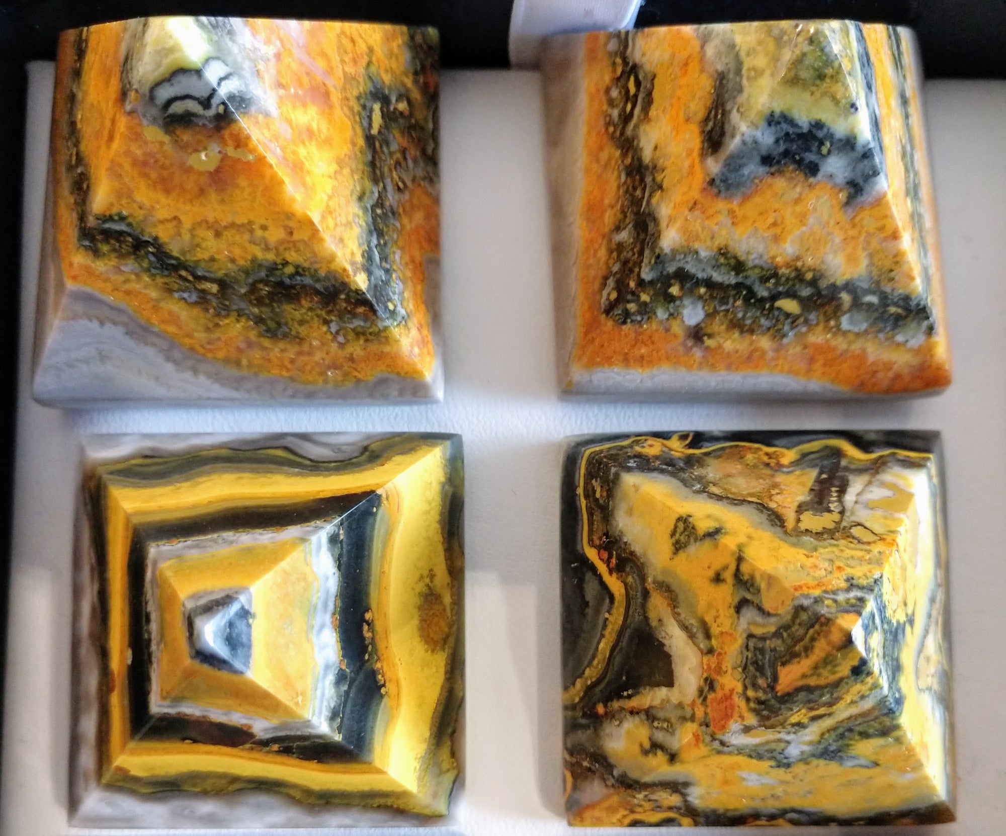 Bumblebee Jasper pyramids from Indonesia