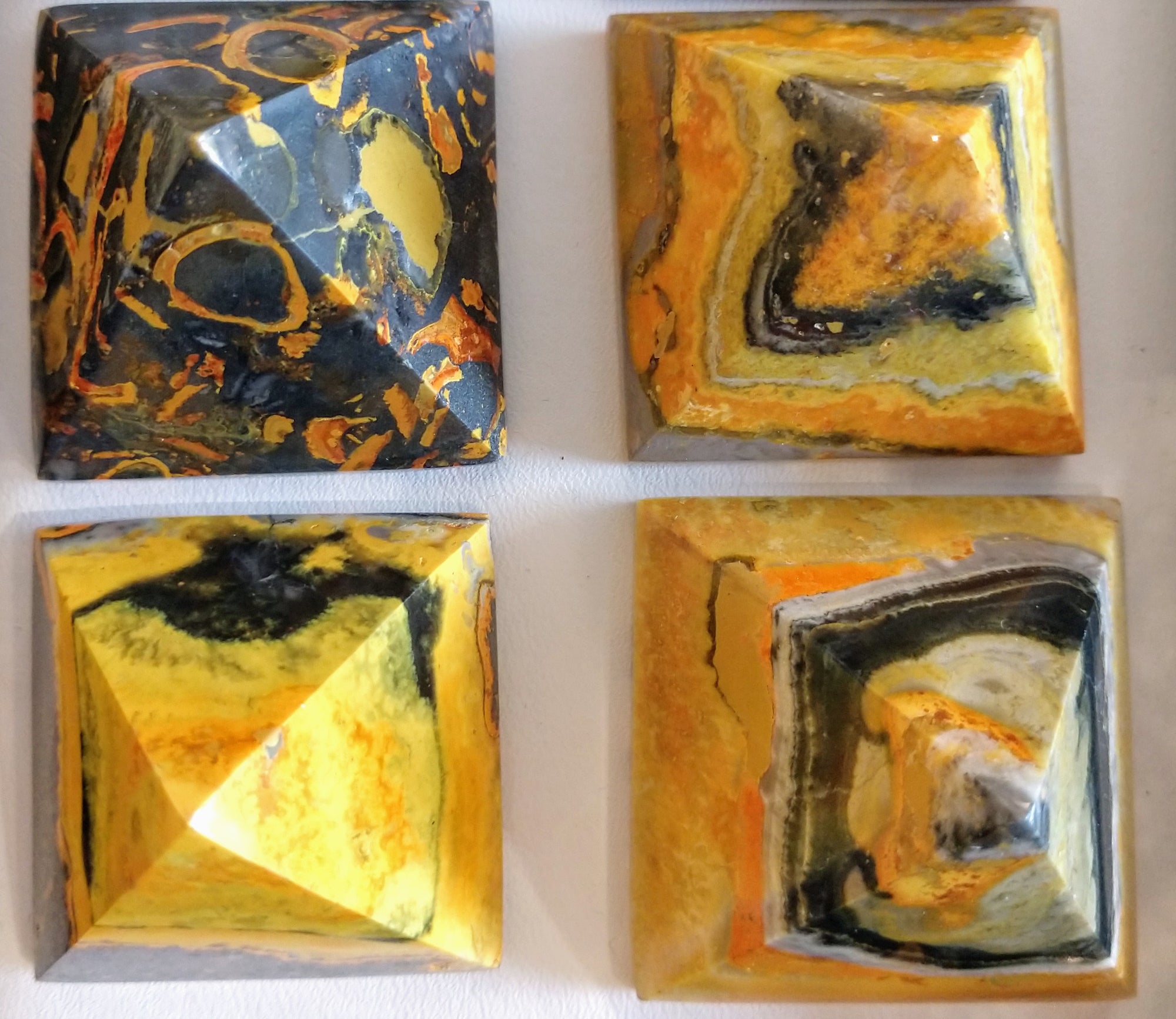 Bumblebee Jasper pyramids from Indonesia