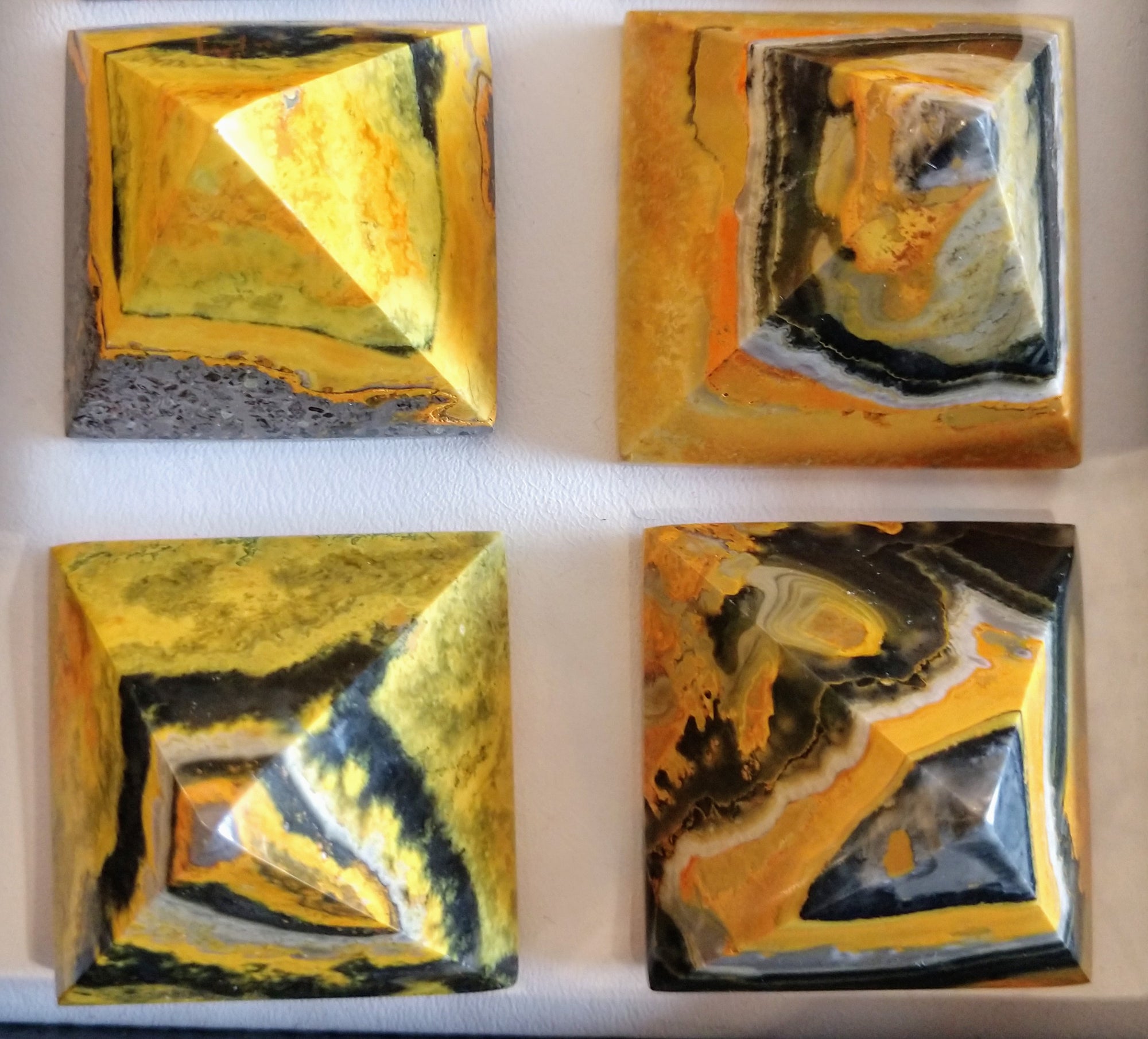 Bumblebee Jasper pyramids from Indonesia