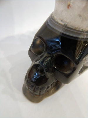 Brazilian Agate Skull with Quartz Crown